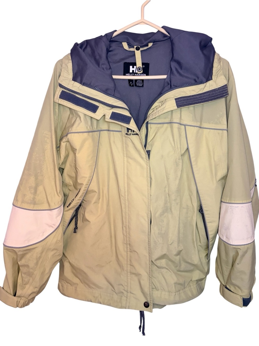 Helly Hansen Light Green Jacket with Navy Hood
